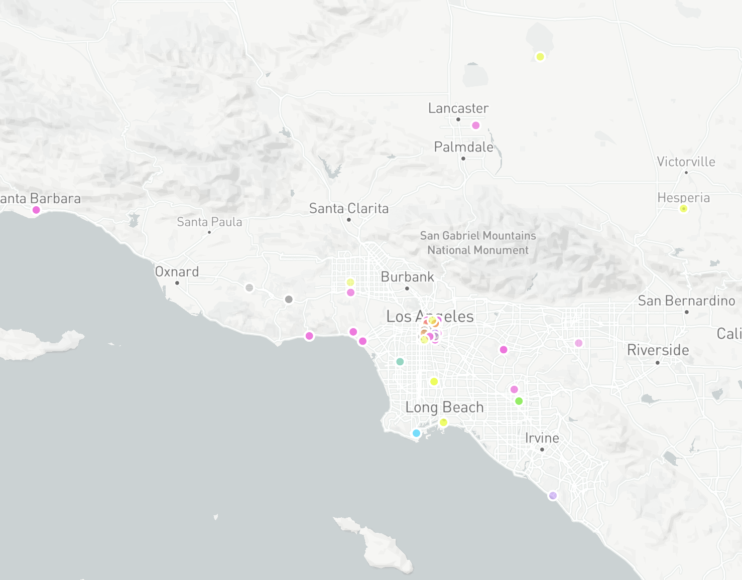 Billboard Year-End Top 100 interactive map